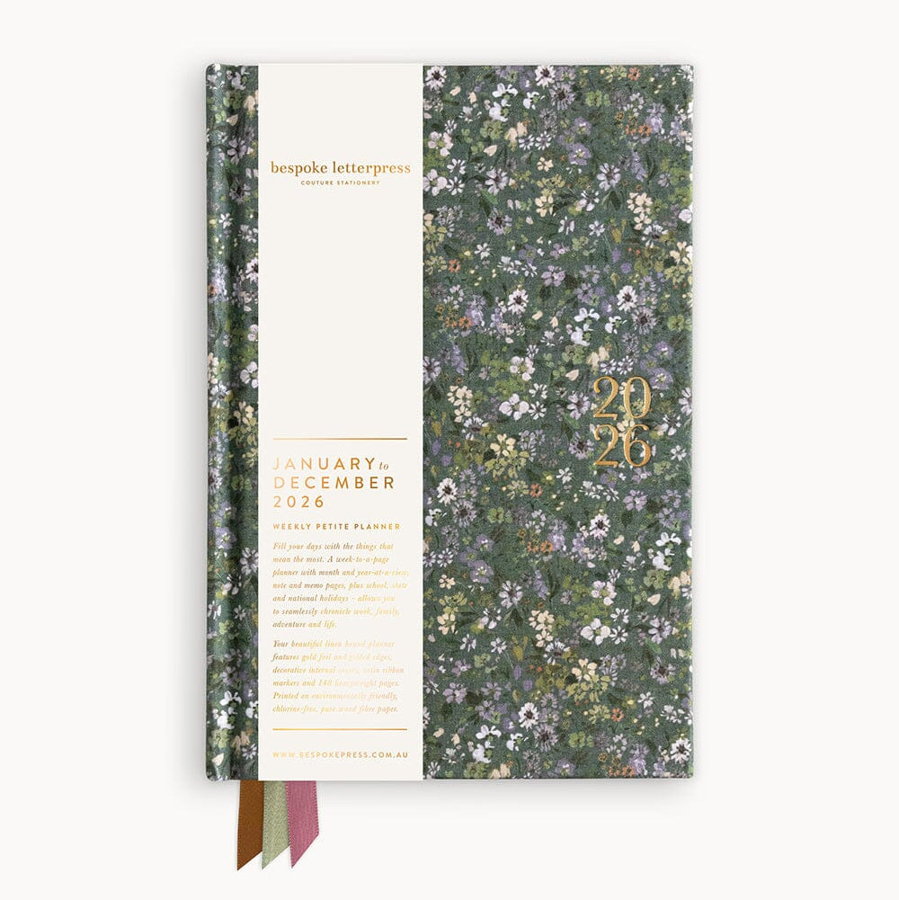 2026 Petite Linen Bound Planner Summer Perennials