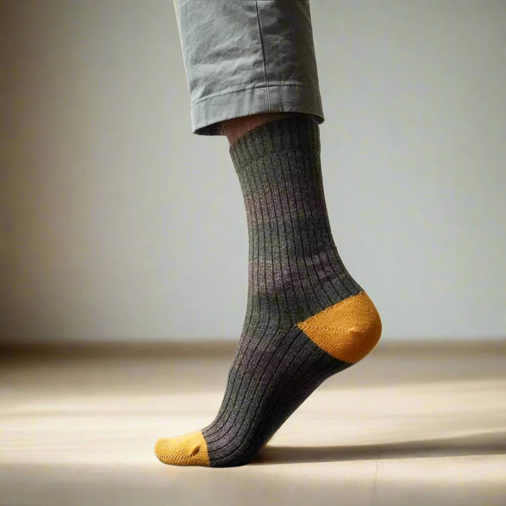 Merino Wool Navy & Grey Stripe Socks