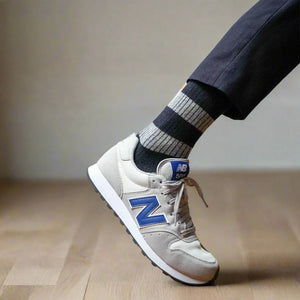 Merino Wool Navy & Grey Stripe Socks