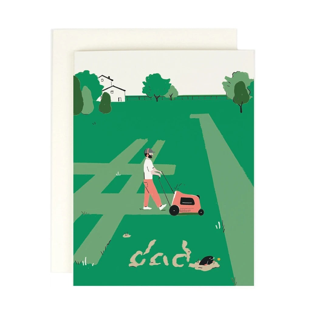 Dad Mowing