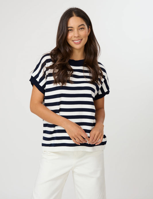 Gwen Tee - Milk/Midnight Stripe
