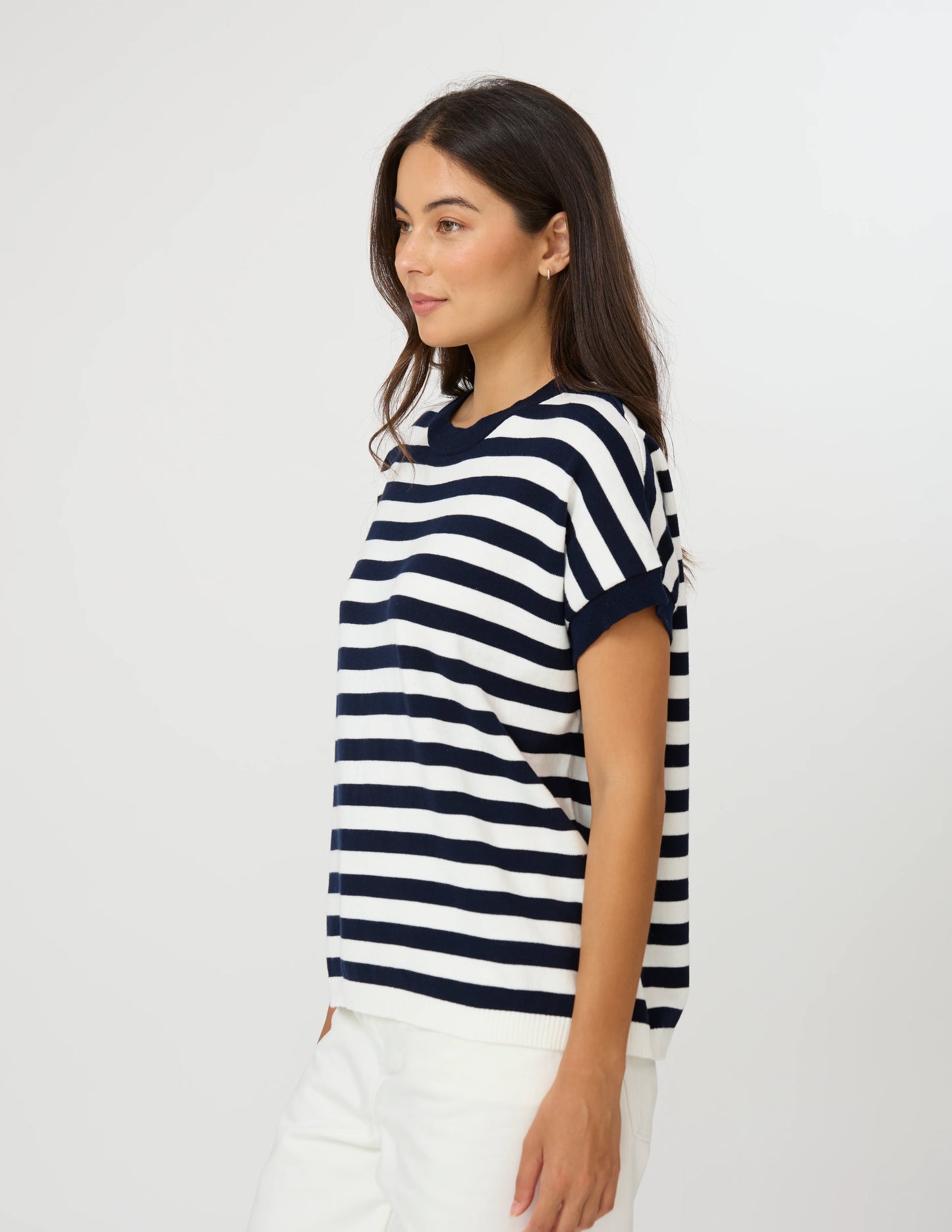 Gwen Tee - Milk/Midnight Stripe