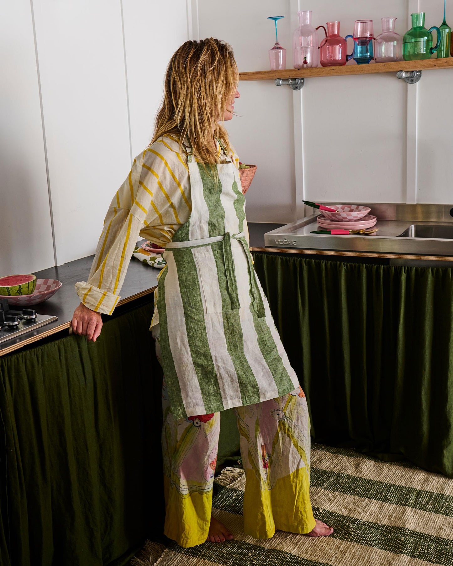 Moss Stripe Apron