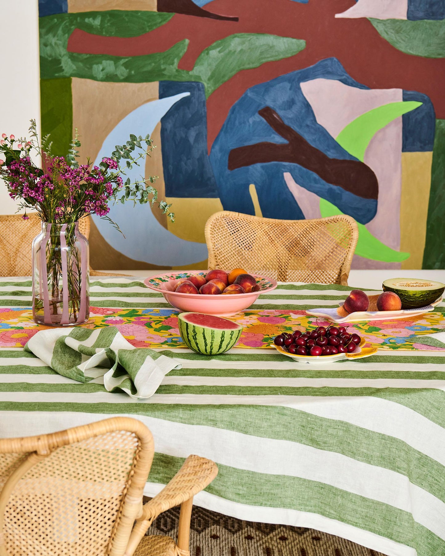 Moss Stripe Napkin Set (of 4)