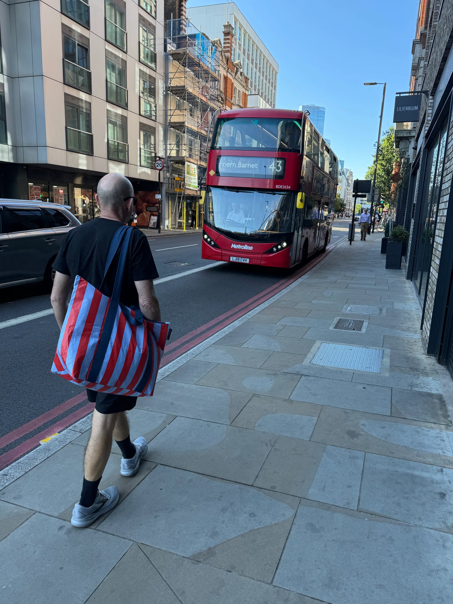 Red Blue Zip Medium Tote
