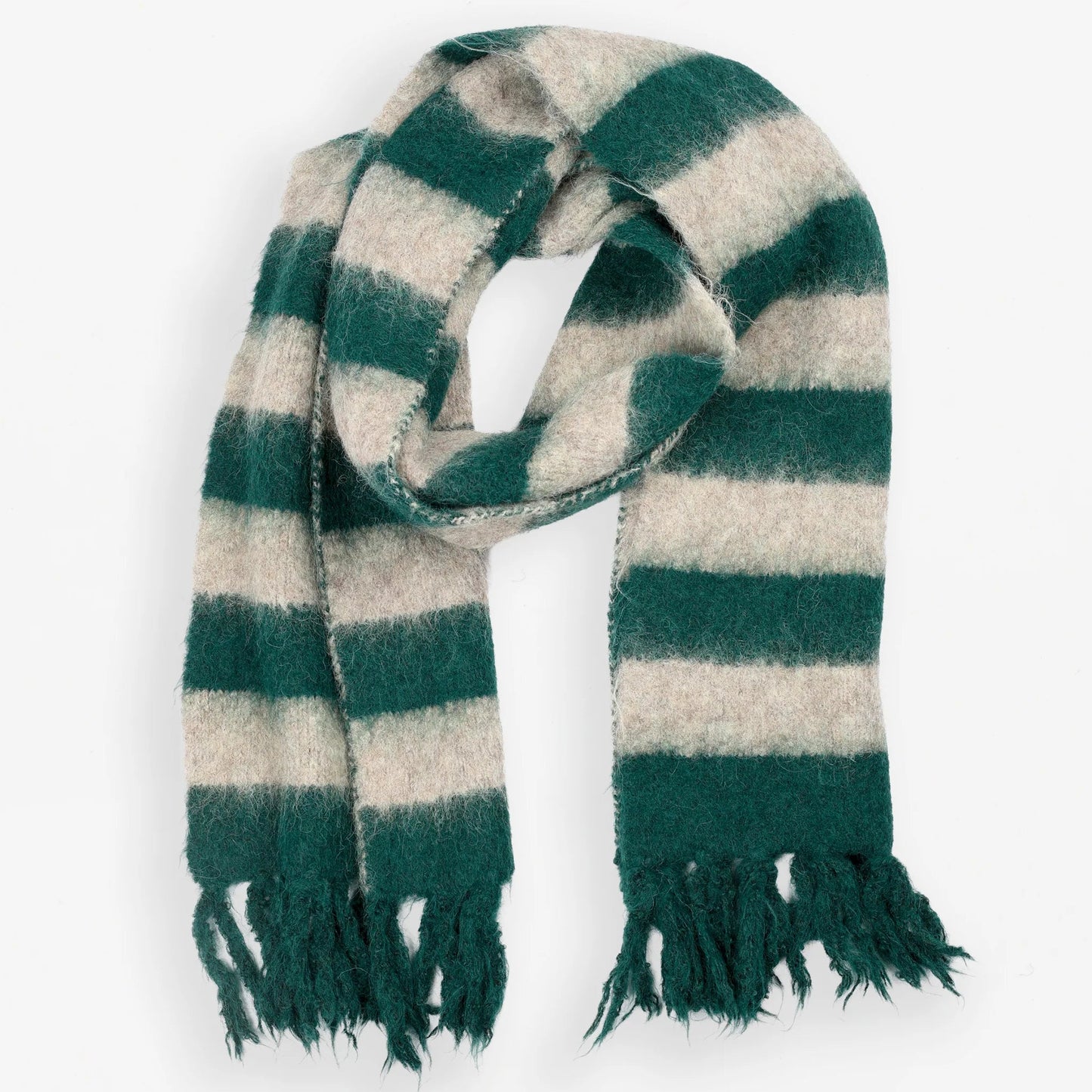 Scarf Stripes - Moss and Taupe