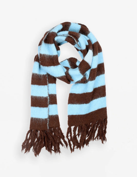 Scarf Stripes - Chocolate and Sky