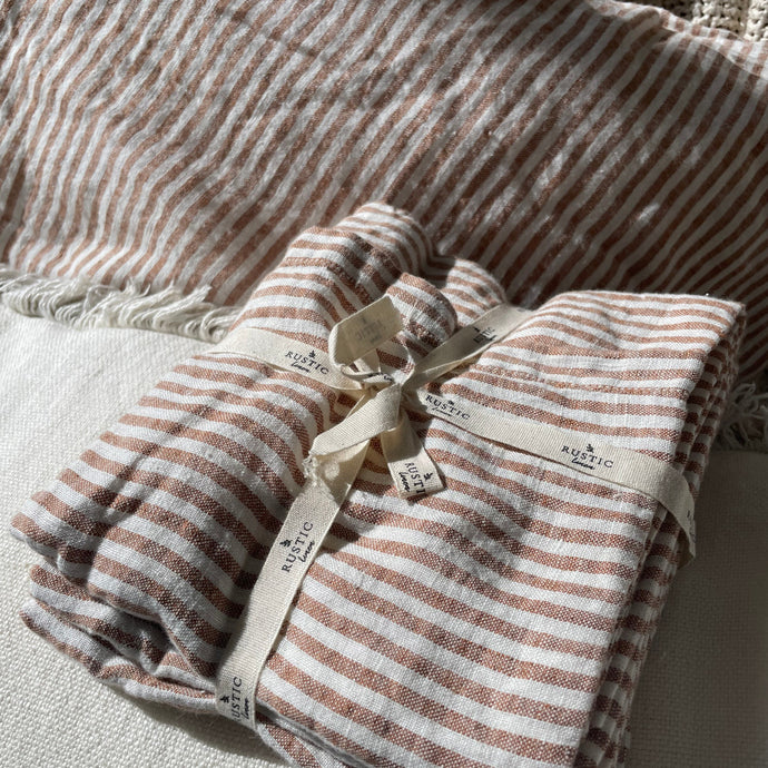 Rust Stripe Linen Pillowcase Set