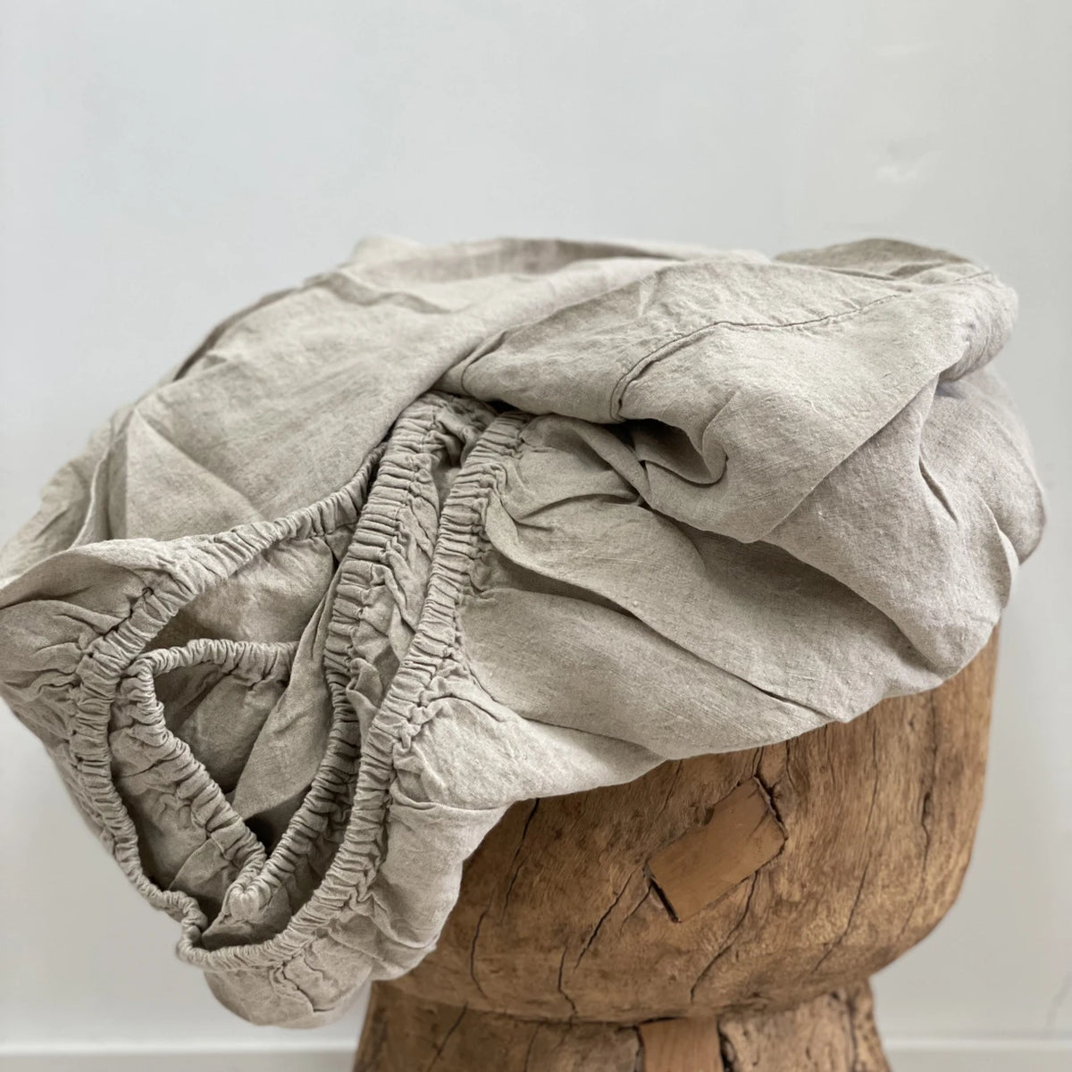 Noemi Plain Natural Linen Fitted Sheet