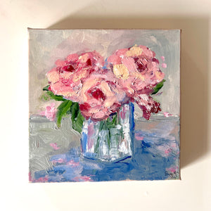 "A jar of fading pink roses" - By Sue McCarney