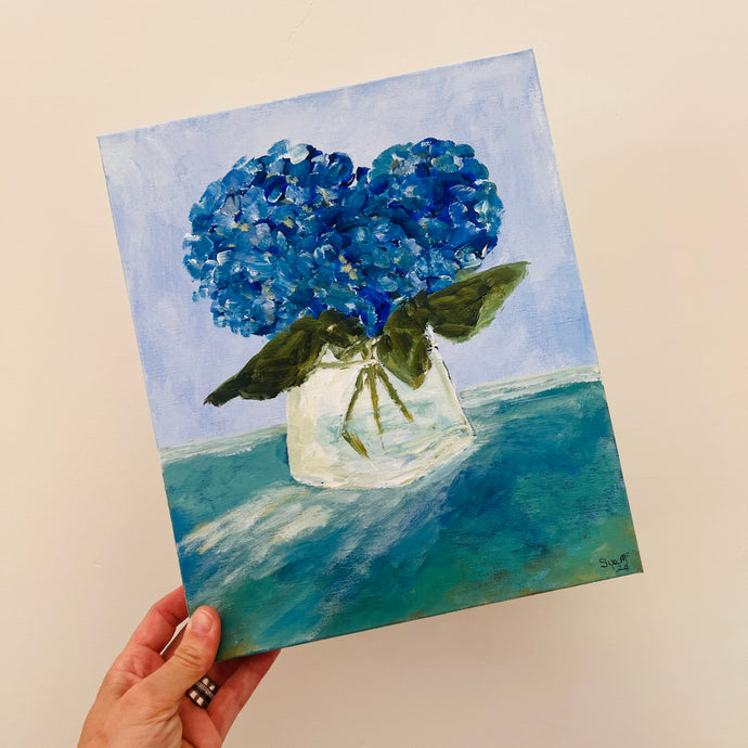 A Jar of Hydrangeas  - By Sue McCarney