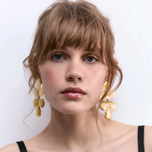 Load image into Gallery viewer, Gold Clover Drop Earrings