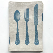 Load image into Gallery viewer, Blue Cutlery Linen Napkin Set