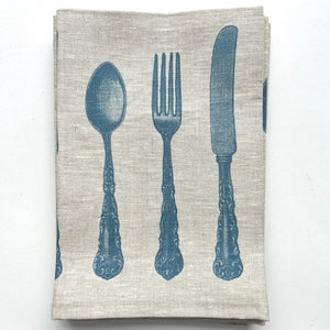 Blue Cutlery Linen Napkin Set