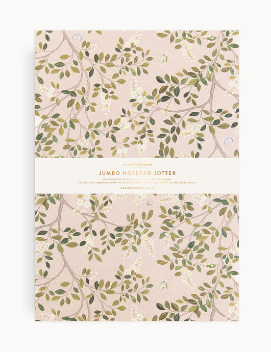 White Blossoms Jumbo Notepad Jotter