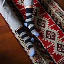 Load image into Gallery viewer, Merino Wool Navy &amp; Grey Stripe Socks