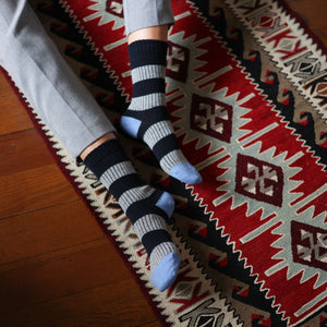 Merino Wool Navy & Grey Stripe Socks