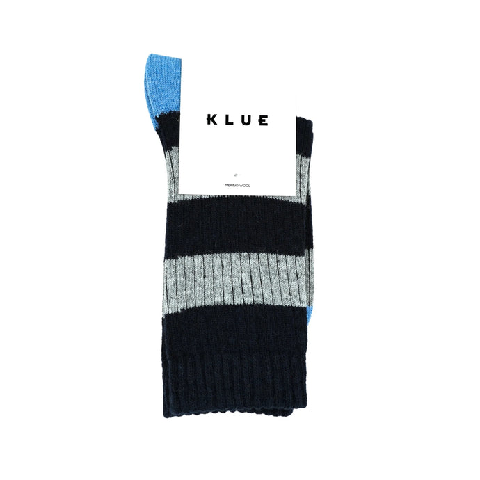 Merino Wool Navy & Grey Stripe Socks