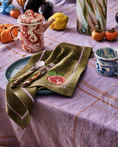 Autumn Fruits Embroidered Linen Napkin Set