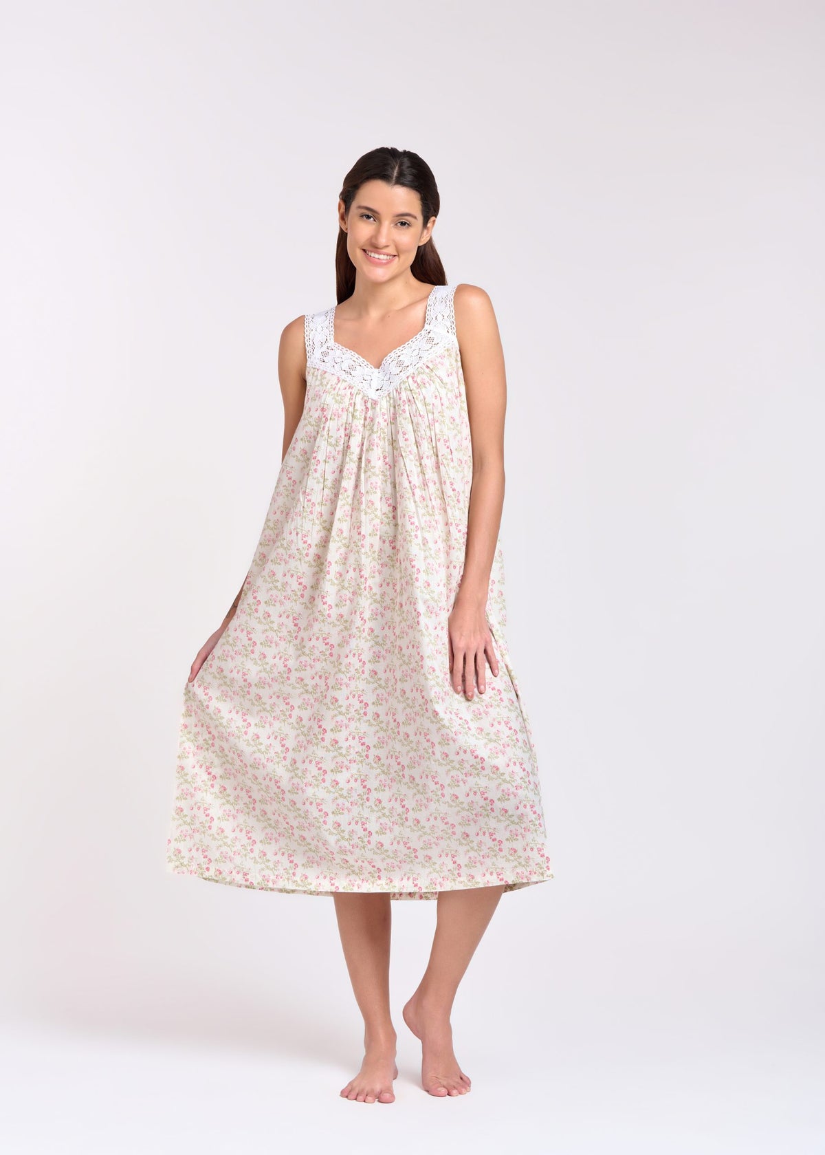 Arabella Small Pink Floral Lace V-Neck Nightie