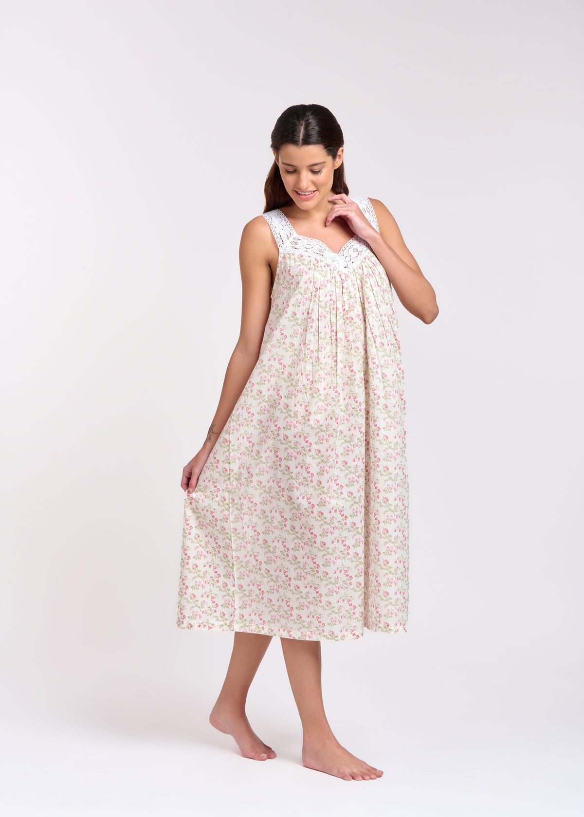 Arabella Small Pink Floral Lace V-Neck Nightie