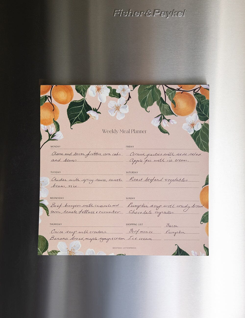 Meal Planner Notepad Peaches