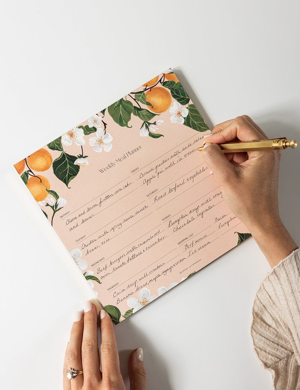 Meal Planner Notepad Peaches