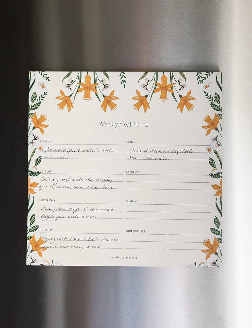 Meal Planner Notepad Daffodil