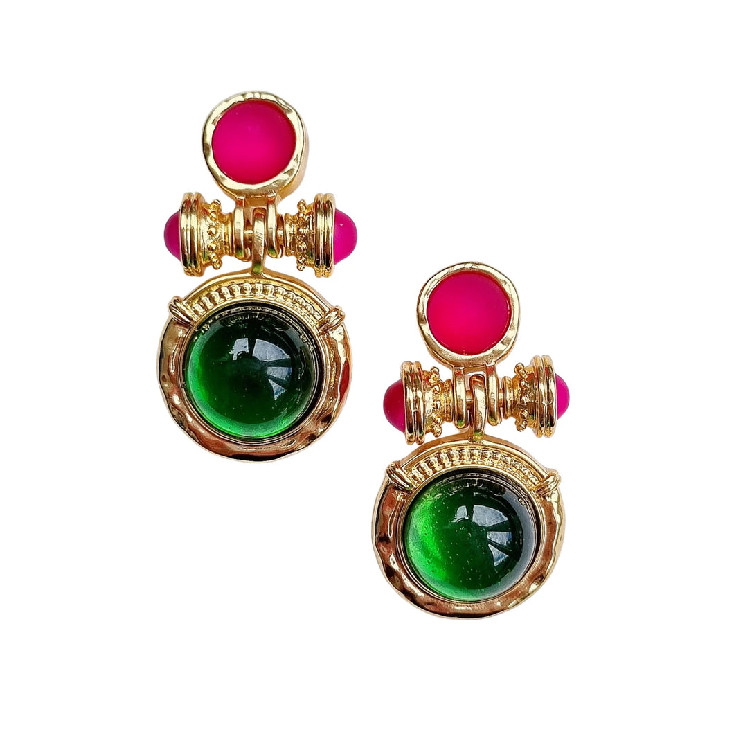 Maeve Earrings Pink & Green