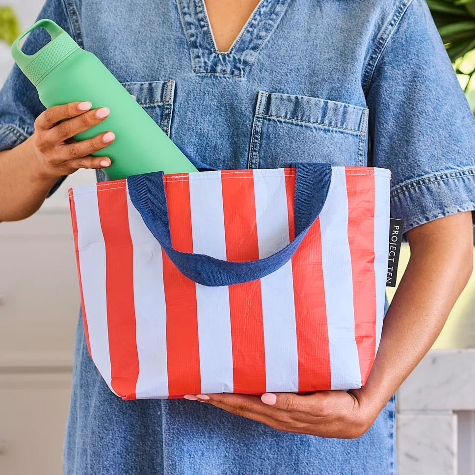 Mini Tote Red Blue Stripe