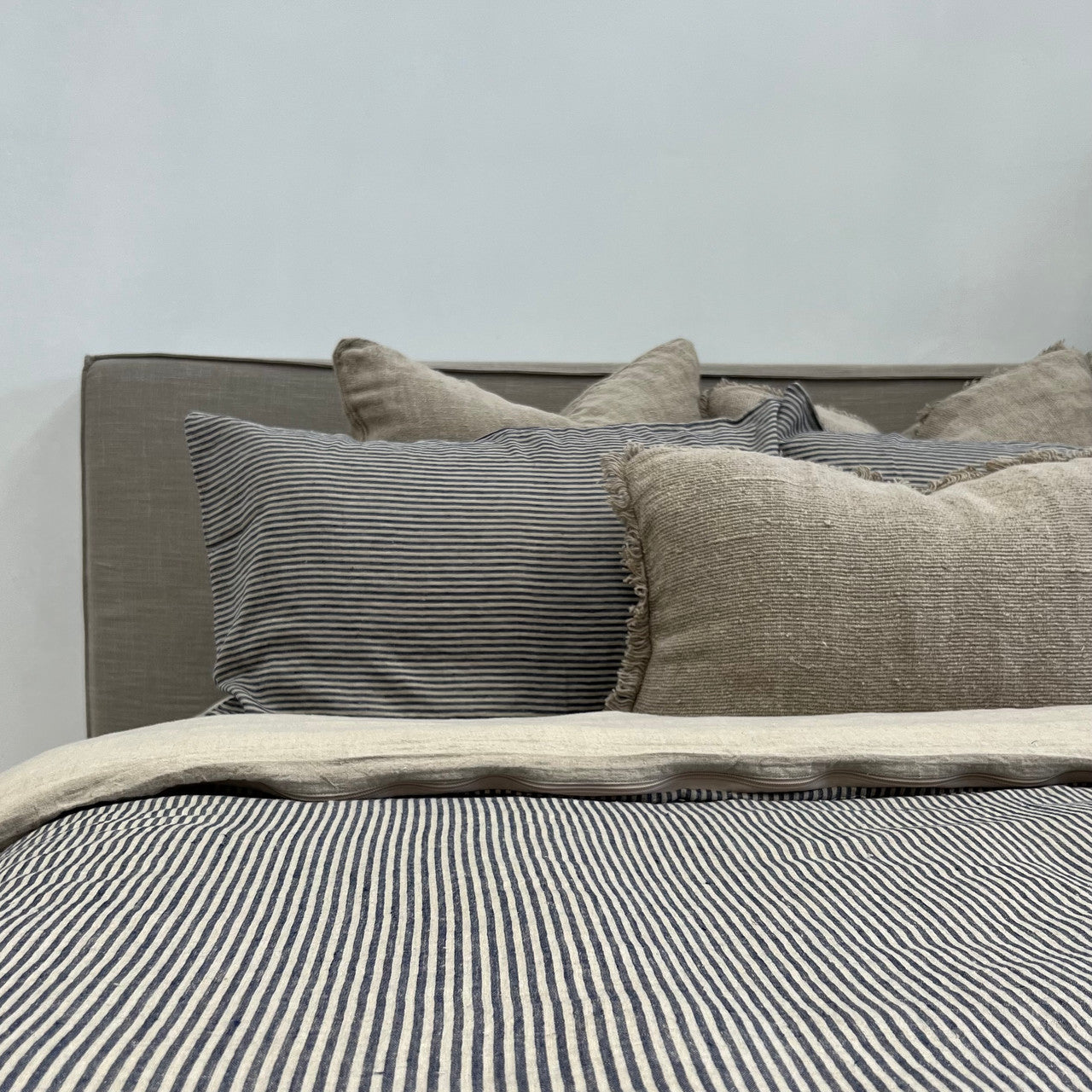 Blue Stripe Linen Quilt Cover