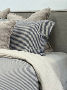 Blue Stripe Linen Quilt Cover