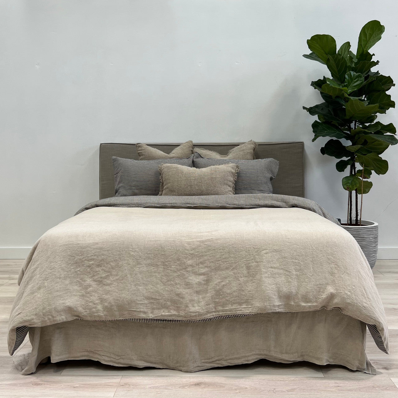 Blue Stripe Linen Quilt Cover