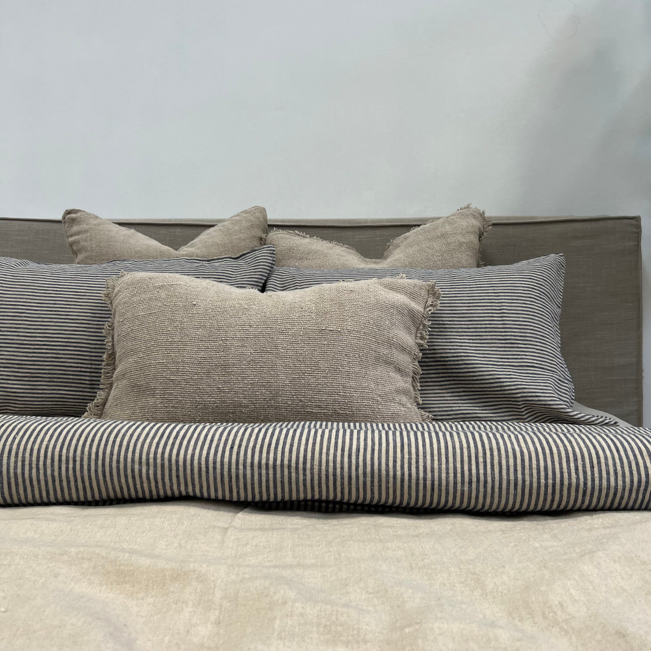 Blue Stripe Linen Pillowcase Set