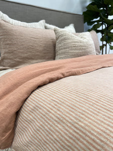 Sandstone Stripe Reversible Linen Quilt Cover