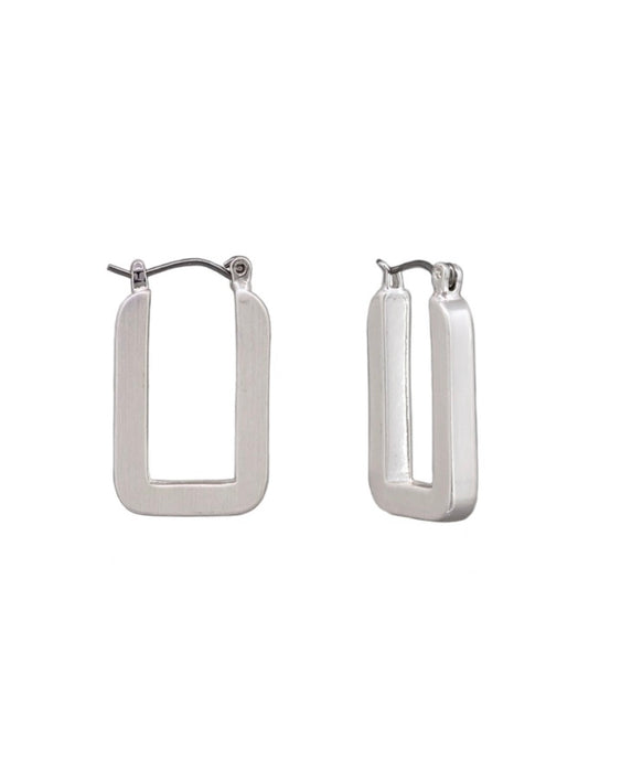 Silver Rectangle Hoops