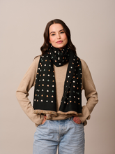 Load image into Gallery viewer, Black Mini Hearts Scarf