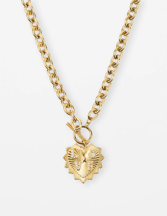 Necklace Heart Fob - GOLD