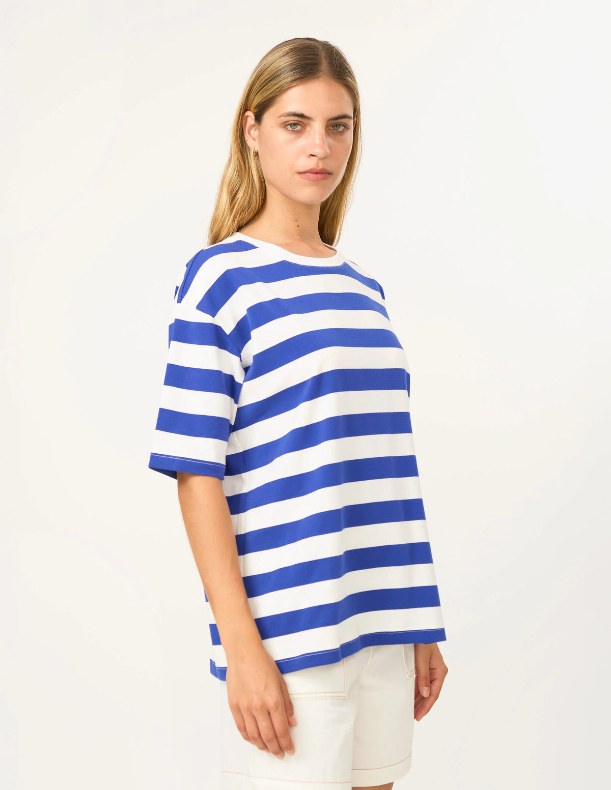 Abby T-Shirt - Cobalt and White Stripe