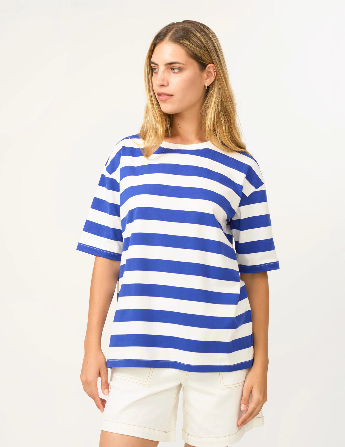 Abby T-Shirt - Cobalt and White Stripe