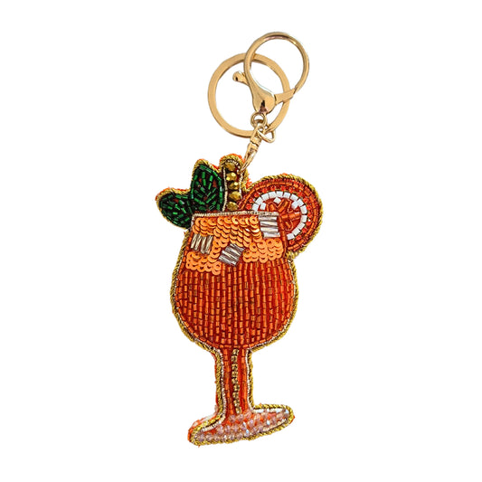 Aperol Spritz Beaded Keychain