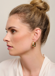 Gold Square Bubble Hoops