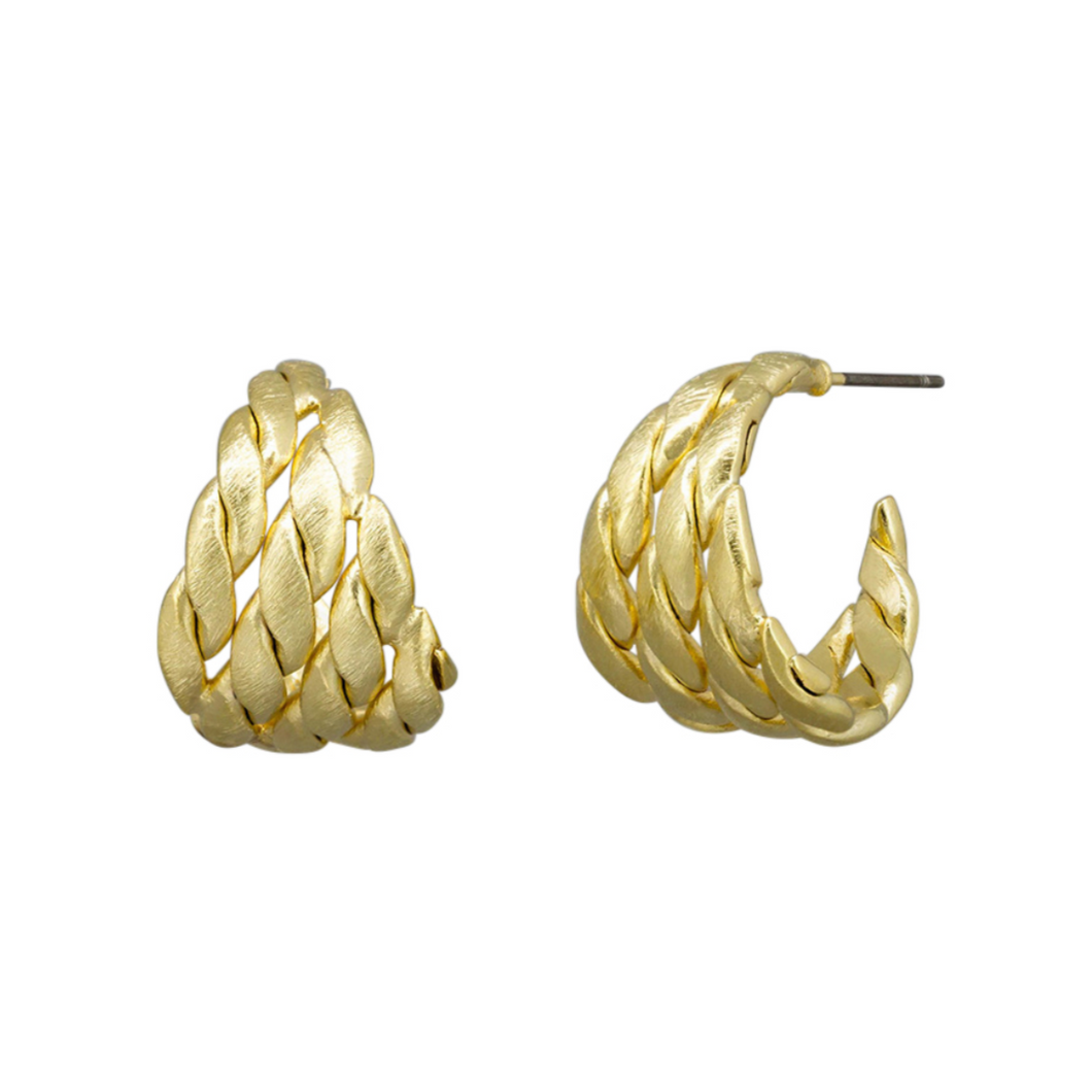 Gold Basket Weave Hoops