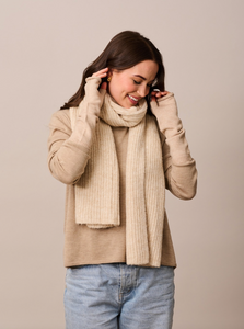 Beige Ribbed Scarf