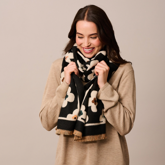 Black Flower Scarf