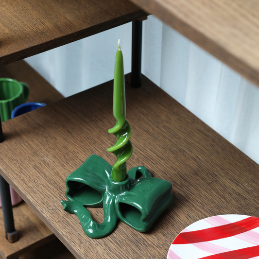 Green Ribbon Candle Holder