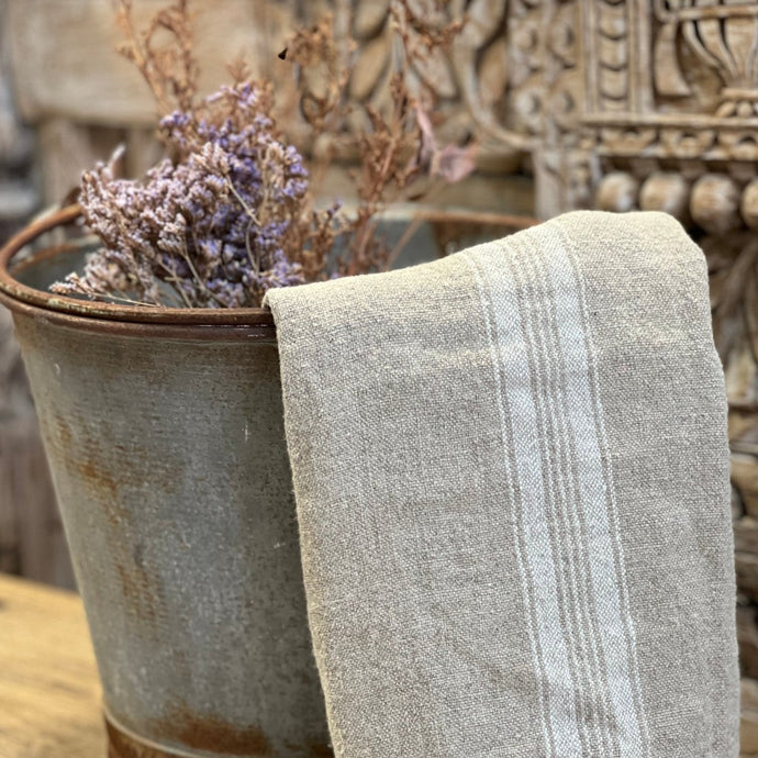 White Stripe Linen Tea Towel