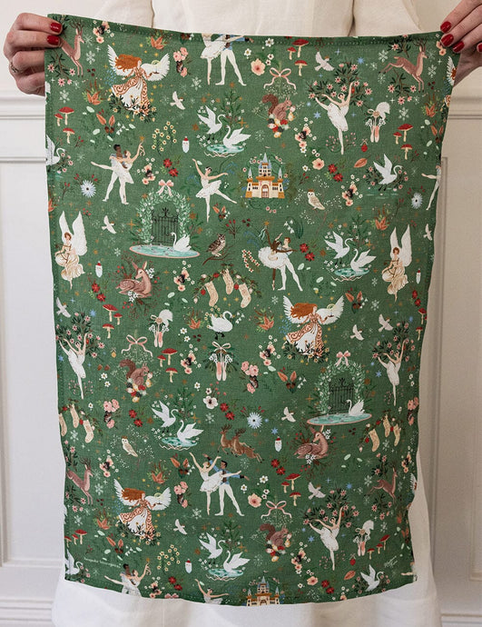 Fairytale Christmas Linen Tea Towel