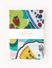 Load image into Gallery viewer, Lemon Tart &amp; Blueberries Linen Tea Towel