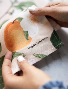 Peaches Linen Tea Towel